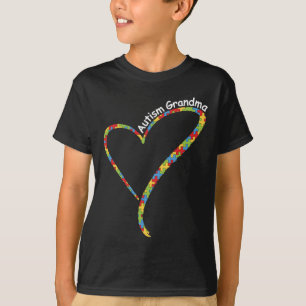 Autism Grandma Autism Awareness Puzzle Piece Heart T-Shirt