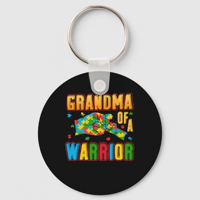 Autism Grandma - Grandma Of A Warrior Key Ring (Front)
