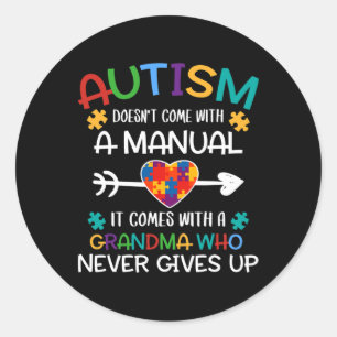 Autism Grandma Love Autistic Kids Autism Awareness Classic Round Sticker