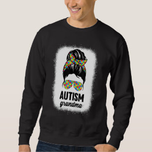 Autism Grandma Nana Messy Bun Autism Awareness ASD Sweatshirt