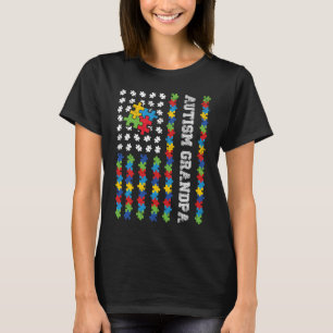 Autism GrandPa American Flag Autism Awareness T-Shirt