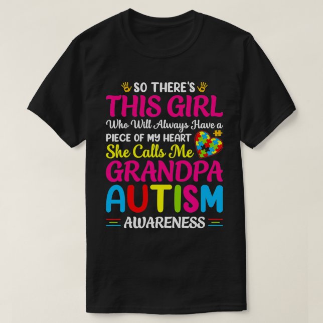 Autism Grandpa Autism Awareness Grandad Autism Mot T-Shirt (Design Front)