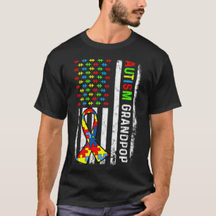 Autism Grandpop American Flag Autism Awareness Fam T-Shirt