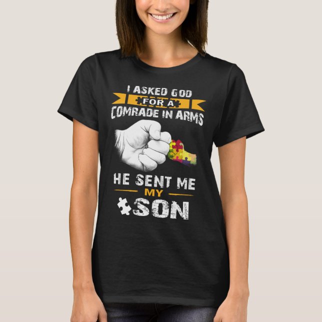 Autism Grandson Autism Awareness Men Women Grandpa T-Shirt (Front)