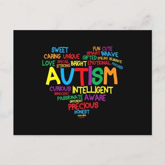 Autism Heart Autism Awareness proud Autism Mum Gif Postcard (Front)