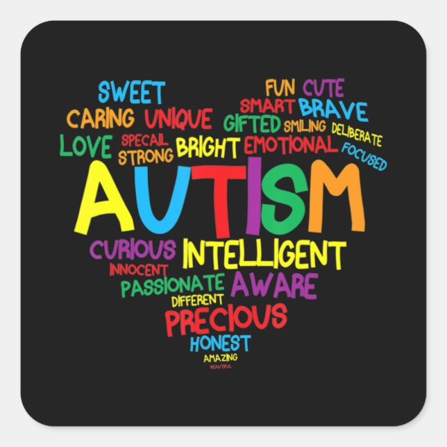Autism Heart Autism Awareness proud Autism Mum Gif Square Sticker (Front)