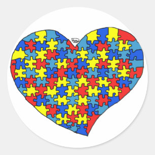 Autism Heart Classic Round Sticker