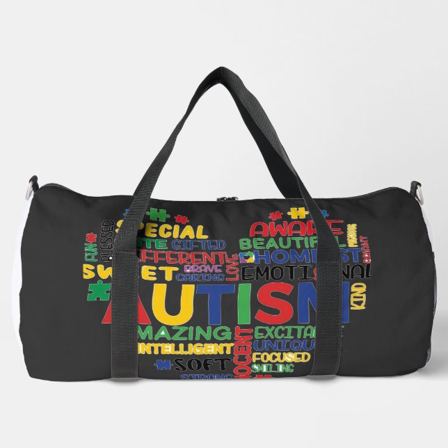 autism heart duffle bag (Front)
