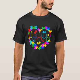 Autism Heartbeat Nurse Doctor Love Support Accepta T-Shirt