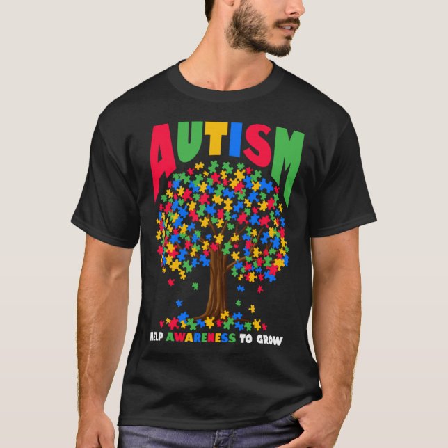 Autism Help Awareness To Grow Puzzle Tree Autism A T-Shirt (Front)