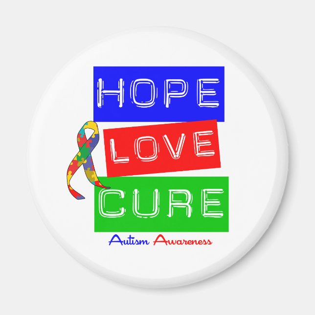 Autism Hope Love Cure Magnet (Front)