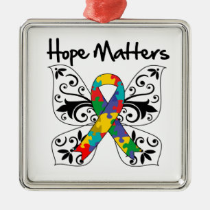 Autism Hope Matters Metal Tree Decoration