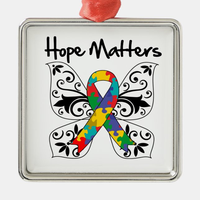 Autism Hope Matters Metal Tree Decoration (Front)