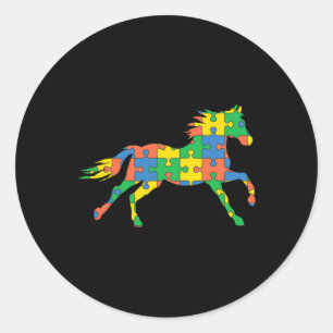 Autism Horse Disabilities Month Disabilities Aware Classic Round Sticker