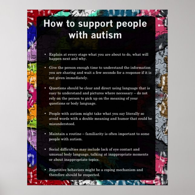Autism How To Support Some With Autism Poster (Front)
