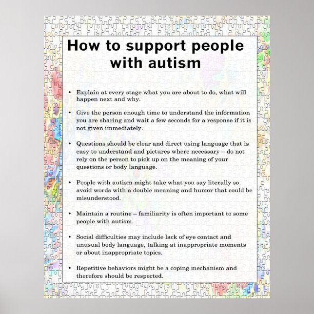 Autism How To Support Some With Autism Poster (Front)