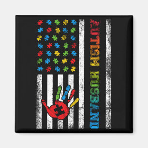 Autism Husband American Flag Autism Awareness T Sh Magnet