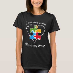 Autism-I Am Her Voice She Is My Heart Autism Mom   T-Shirt