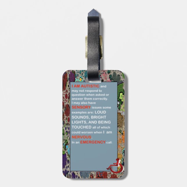 Autism I HAVE AUTISM Laggage tag (Back Vertical)