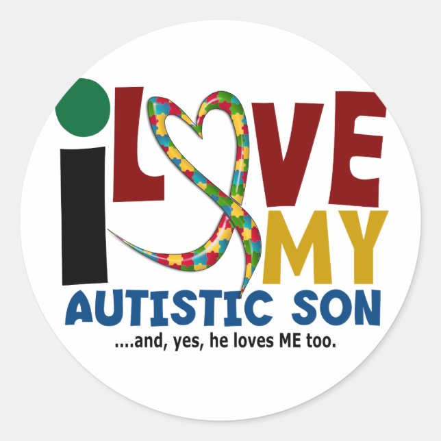 AUTISM I Love My Autistic Son 2 Classic Round Sticker (Front)