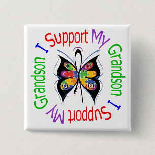 Autism I Support My Grandson 15 Cm Square Badge
