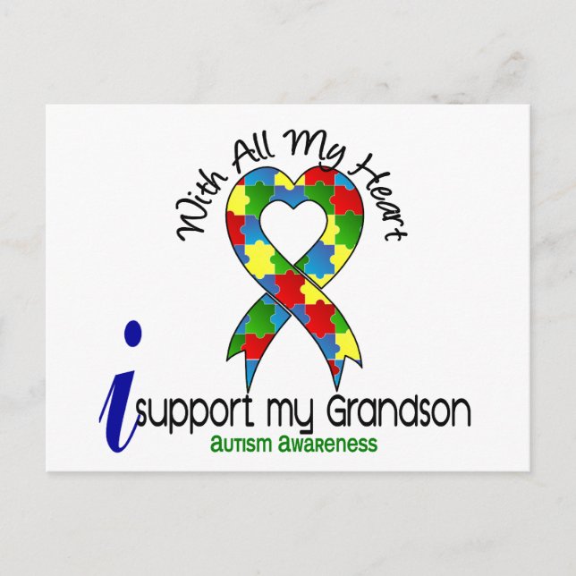 Autism I Support My Grandson Postcard (Front)