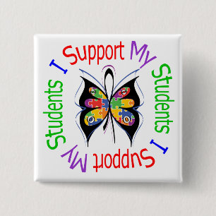 Autism I Support My Students 15 Cm Square Badge