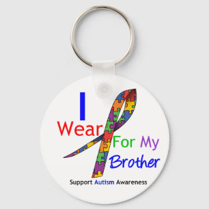 Autism I Wear Puzzle Ribbon For My Brother Key Ring