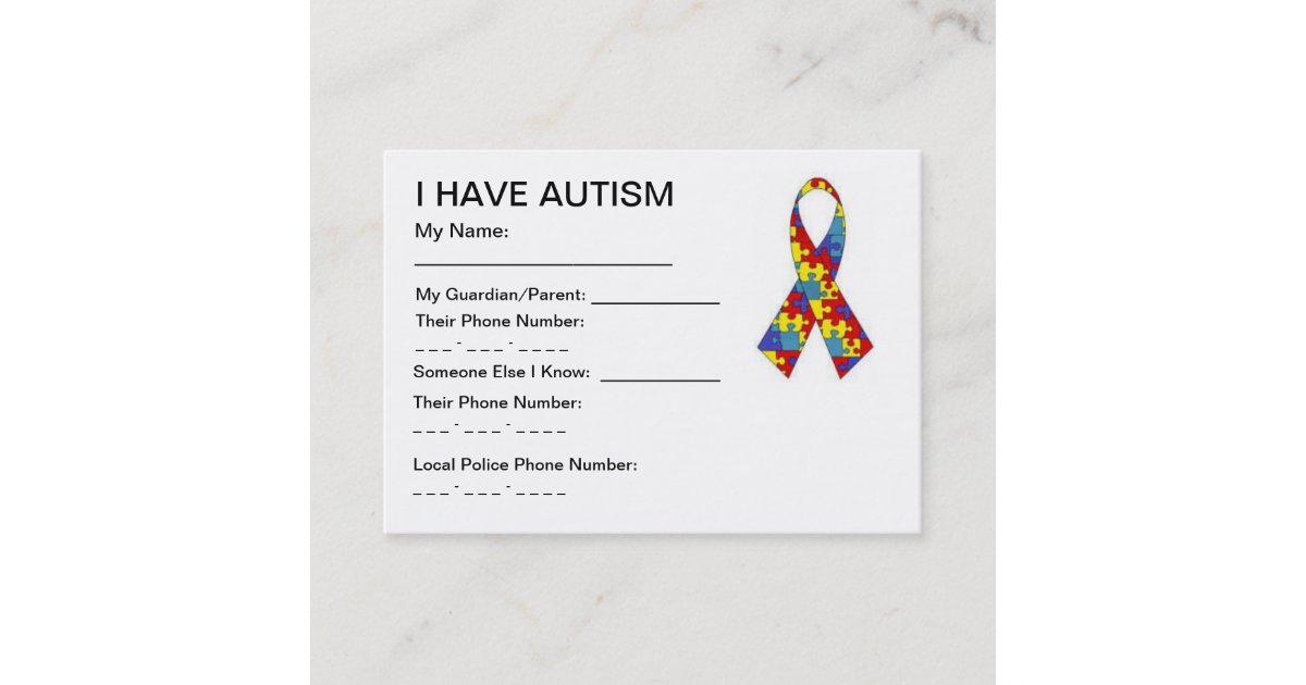 Autism ID cards | Zazzle.co.uk