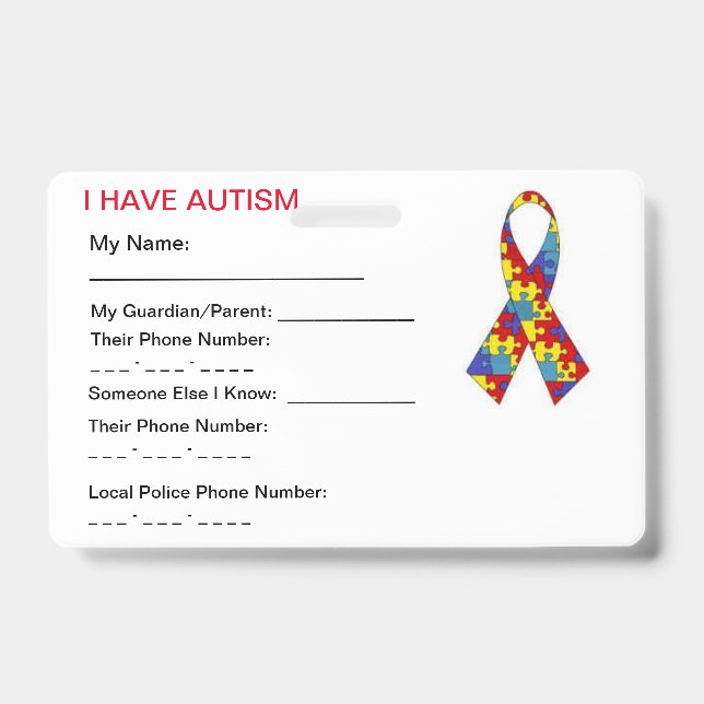 Autism ID Tag Badge (Front)