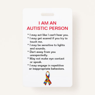 Autism ID Tag (Vertical) ID Badge