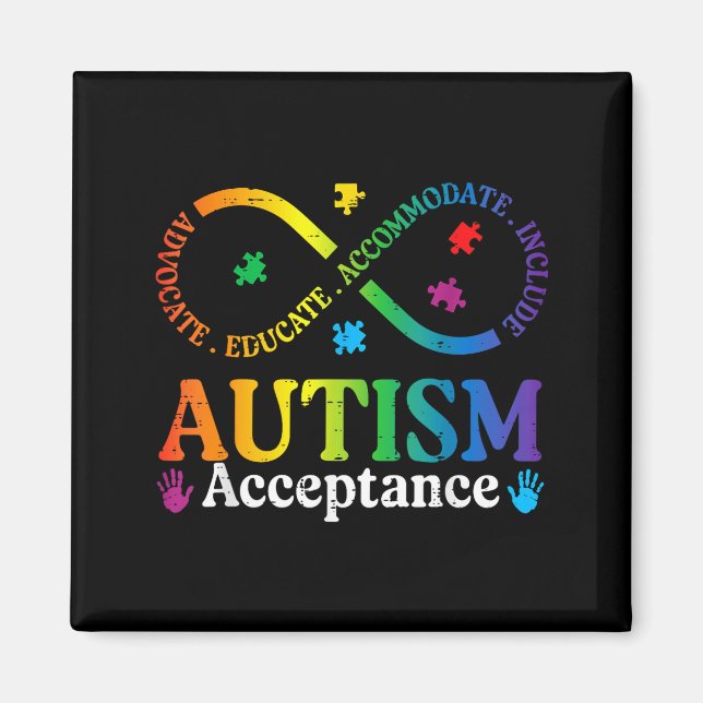 Autism infinity sign asd awareness acceptance men magnet (Front)