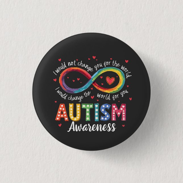 Autism Infinity Symbol Autism Awareness Month  3 Cm Round Badge (Front)