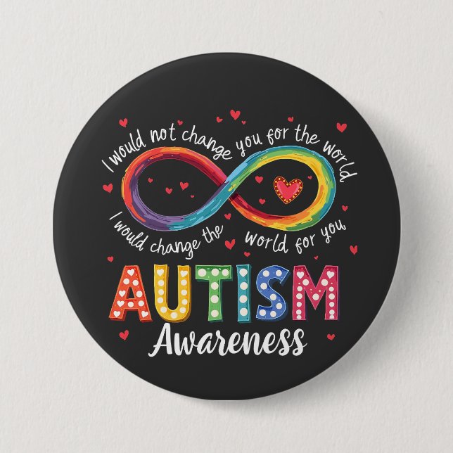 Autism Infinity Symbol Autism Awareness Month  7.5 Cm Round Badge (Front)