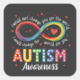 Autism Infinity Symbol Autism Awareness Month  Square Sticker