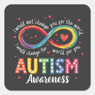 Autism Infinity Symbol Autism Awareness Month  Square Sticker