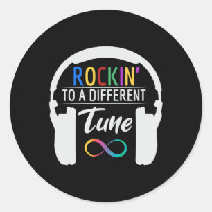 Autism Infinity Symbol Rockin To A Different Tune Classic Round Sticker