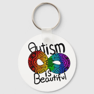Autism is Beautiful   Rainbow Infinity Symbol  Key Key Ring