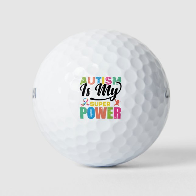 Autism is my super power golf balls (Front)