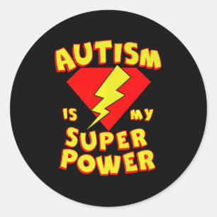 Autism is My Super Power Superhero Autism Awarenes Classic Round Sticker
