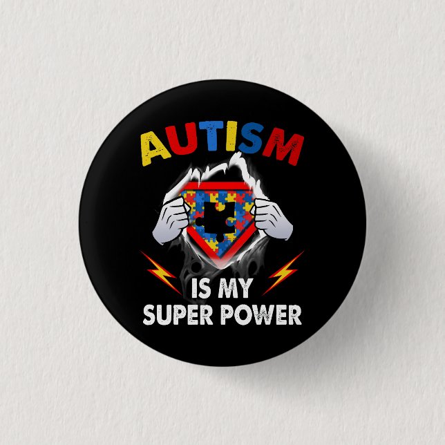Autism is My Super Power Superhero Puzzle Autism A 3 Cm Round Badge (Front)