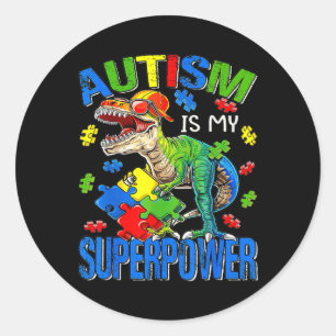 Autism Is My Superpower Autism Awareness Boys Kids Classic Round Sticker