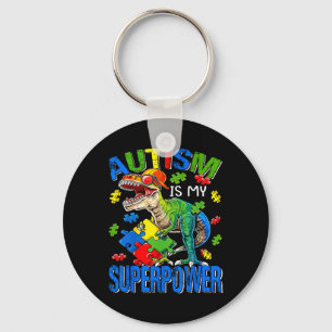 Autism Is My Superpower Autism Awareness Dinosaur Key Ring