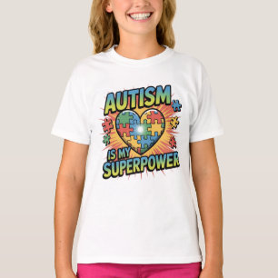 Autism Is My Superpower – Colorful Puzzle Heart  T-Shirt