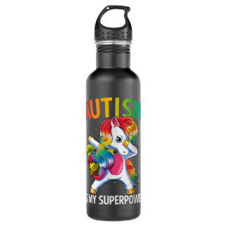 Autism Is My Superpower Dabbing Unicorn 1422 710 Ml Water Bottle