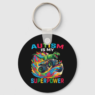 Autism Is My Superpower Dino T Rex Monster Truck K Key Ring