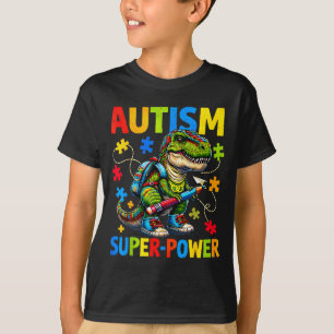Autism is my superpower dino t rex puzzle T-Shirt