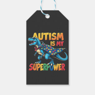 Autism Is My Superpower Dinosaur Autism Awareness Gift Tags