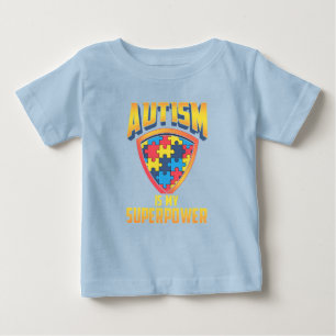 Autism Is My Superpower Puzzle Pieces Baby T-Shirt