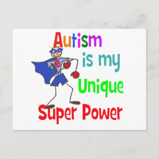 Autism is my unique super power postcard
